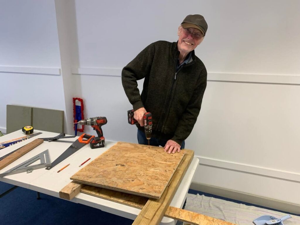 Keith making the loft hatch cover