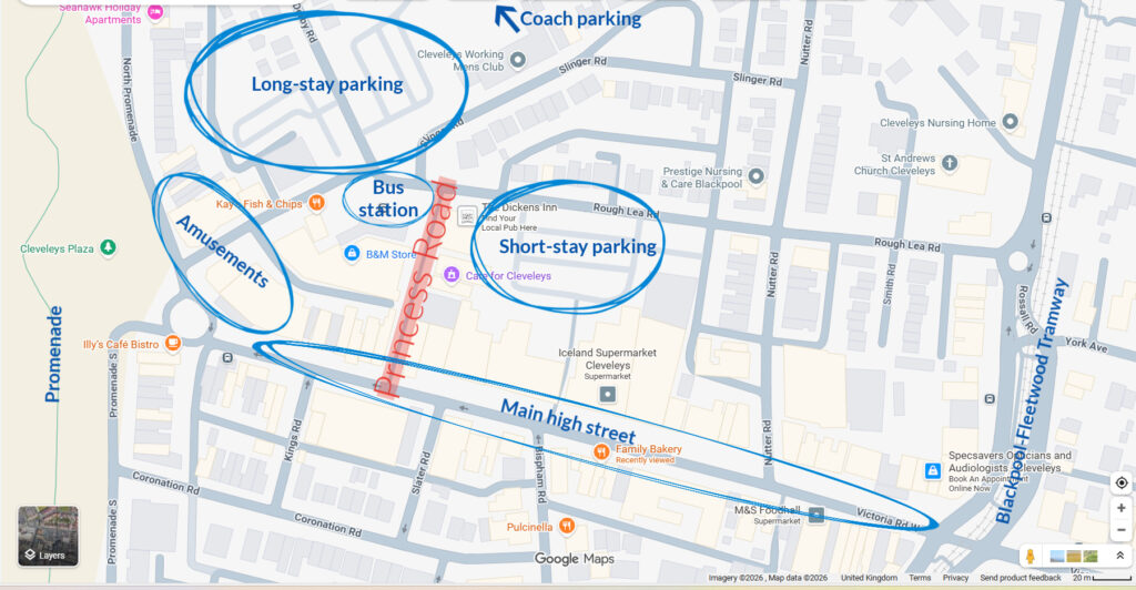 Google map showing location of Princess Road Cleveleys. Click on the map to explore.