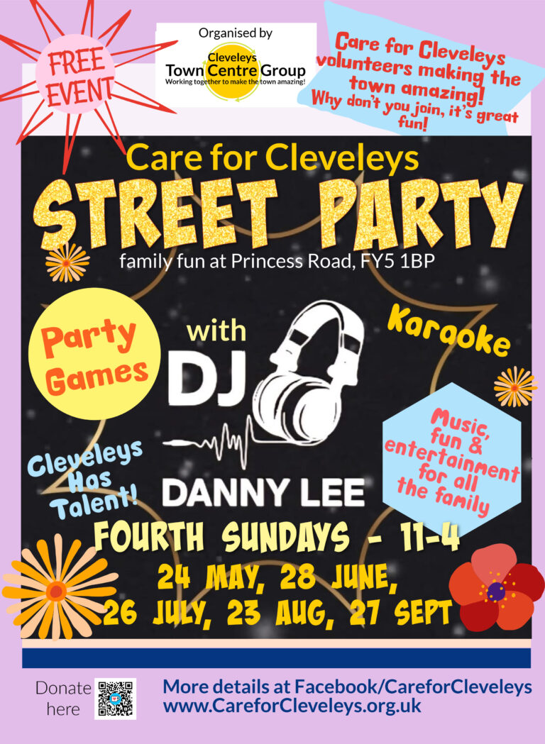 Come along to Princess Road Event Space for the Cleveleys Street Party! It's an afternoon of music and family entertainment.