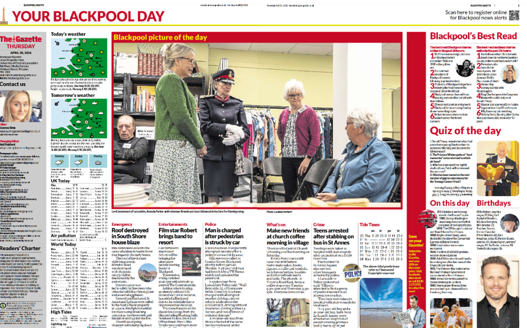 Blackpool Gazette coverage of the LL visit to Care for Cleveleys